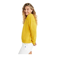 Champion Women's Powerblend SM Script Crewneck Fleece Sweatshirt, Loose Fit