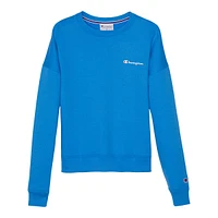 Champion Women's Powerblend SM Script Crewneck Fleece Sweatshirt, Loose Fit