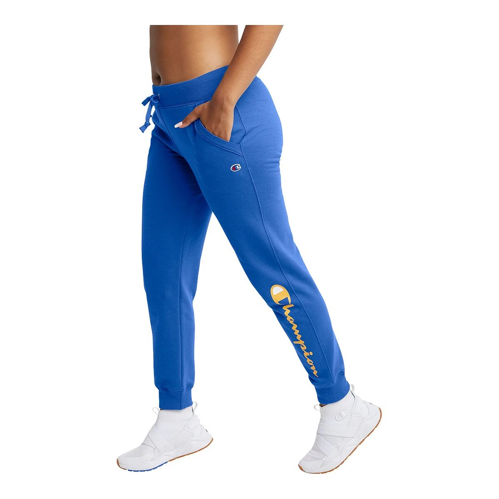 Champion Women's Powerblend Script Joggers, Sweatpants, Training, Casual, Mid Rise