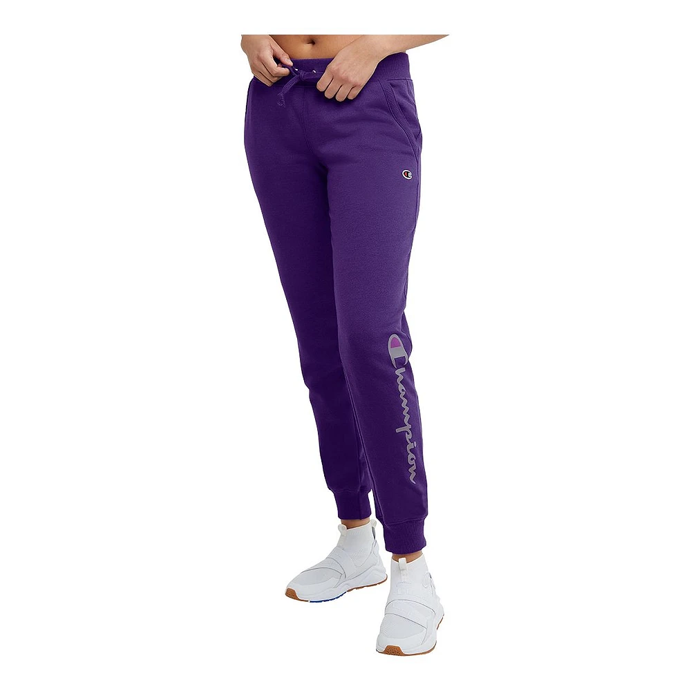 Champion Women's Powerblend Script Joggers, Sweatpants, Training, Casual, Mid Rise