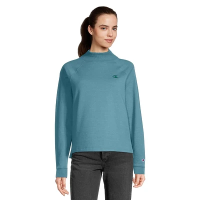 Champion Women's Powerblend Long Sleeve Mock Neck Shirt, Oversized