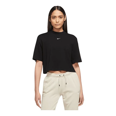 Nike Women's Essentials Mock Neck Cotton T Shirt, Oversized