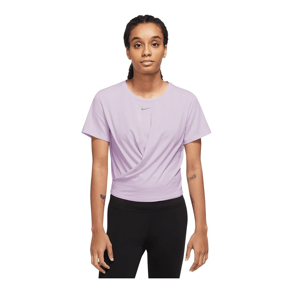 Nike Women's One Luxe Twist Workout Crop T Shirt, Dri-FIT