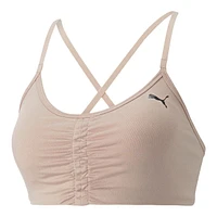 PUMA Women's Studio Rouched Sports Bra, Low Impact, Lightly Lined