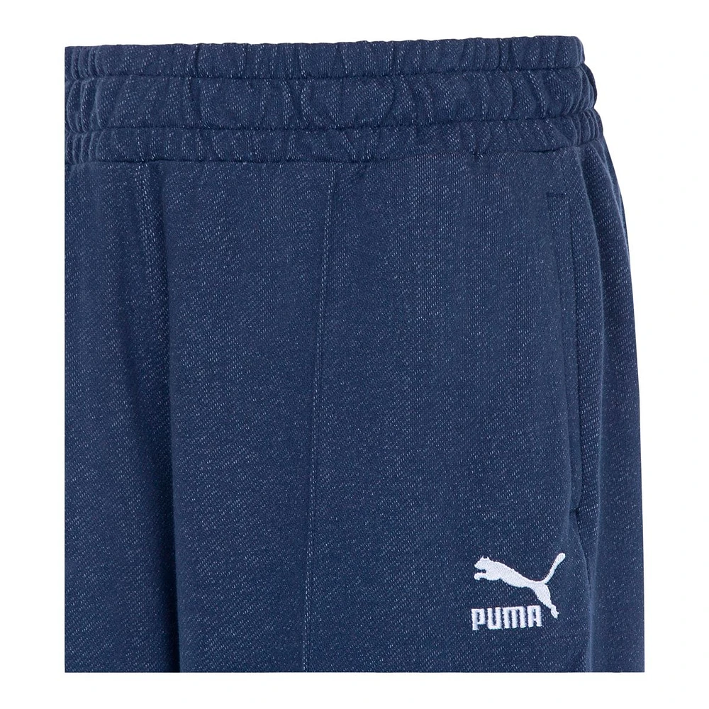 PUMA Women's Classics Soft Ink Denim Joggers, Sweatpants, Casual, Lounge, Tapered