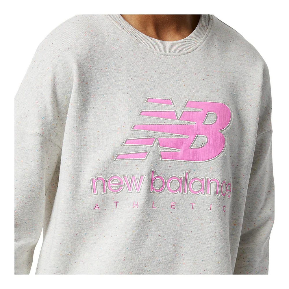 New Balance Women's Atheltics Amplified Fleece Nep Crew Hoodie