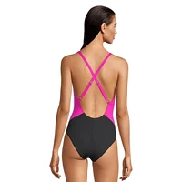 Ripzone Women's SL Cross Back CB Plunge One Piece Swimsuit