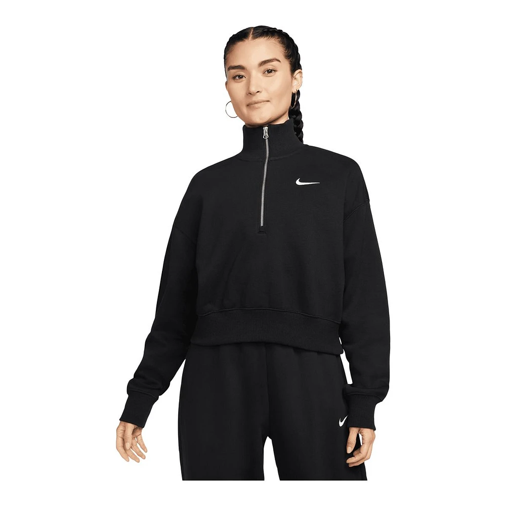 Nike Women's Phoenix Fleece 1/4 Zip Crop Top