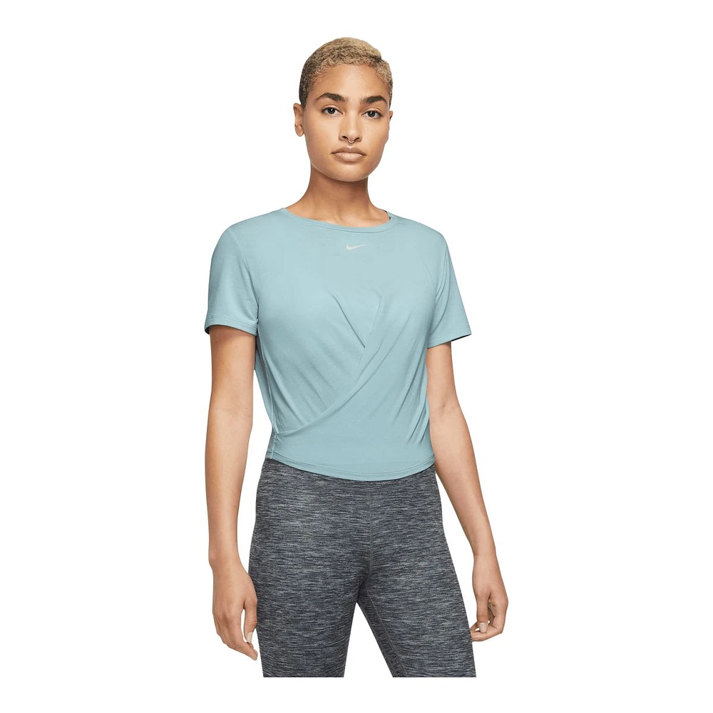 Nike Women's One Luxe Twist Workout Crop T Shirt, Dri-FIT