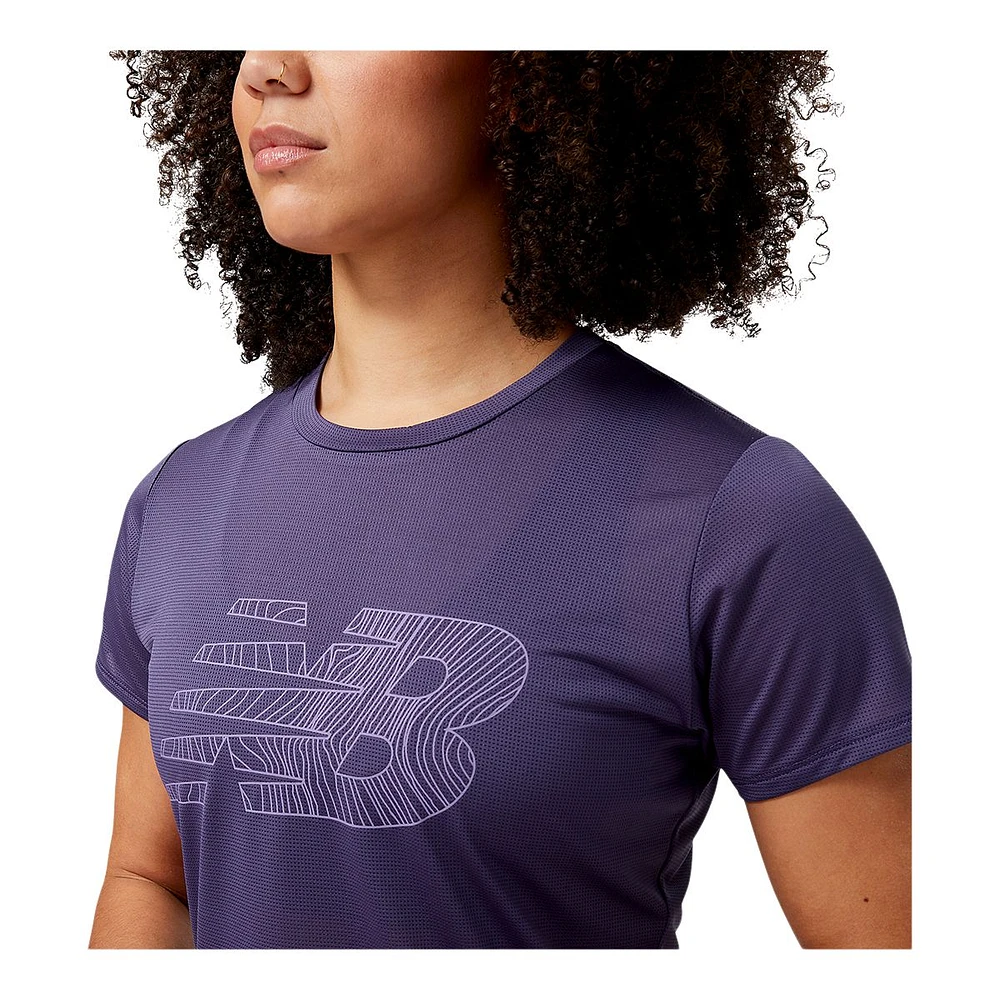 New Balance Women's Run Accelerate Logo Running T Shirt, Quick-Dry