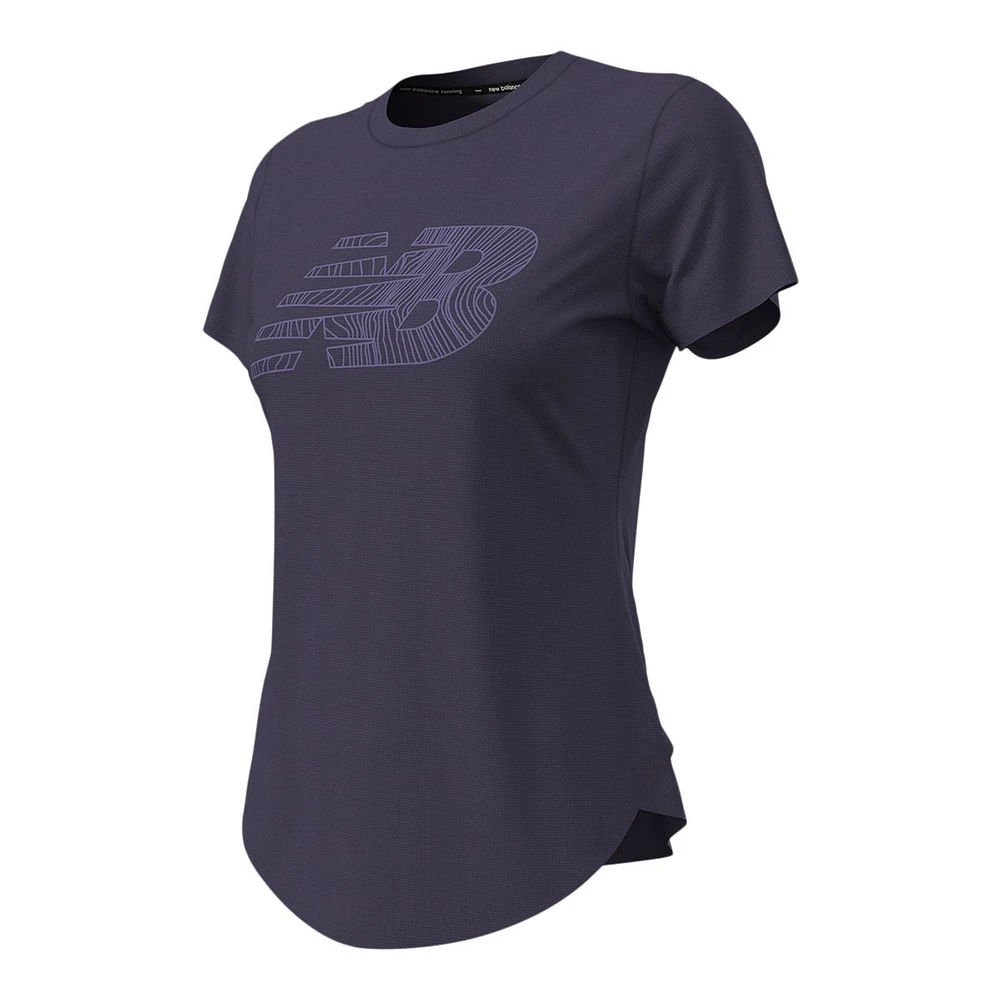 New Balance Women's Run Accelerate Logo Running T Shirt, Quick-Dry