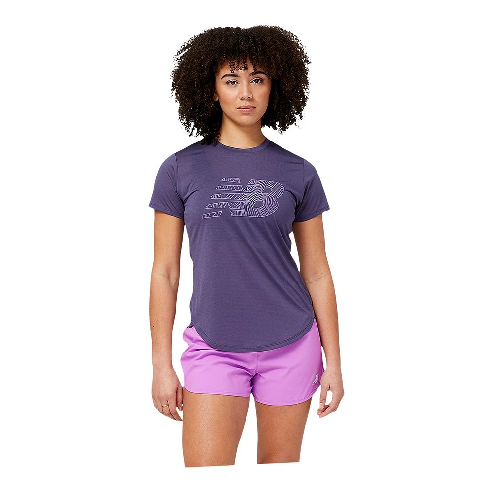 New Balance Women's Run Accelerate Logo Running T Shirt, Quick-Dry