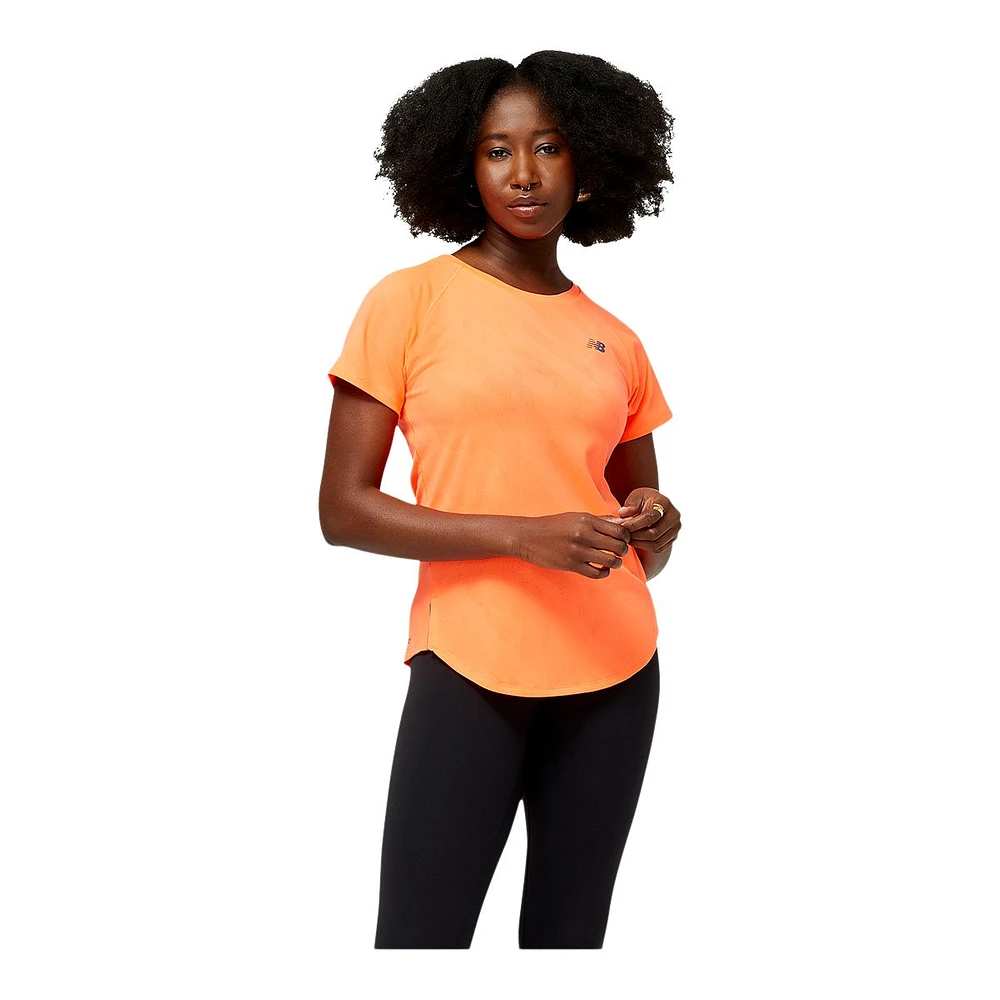 New Balance Women's Run Q Speed Jacquard Running T Shirt, Quick-Dry