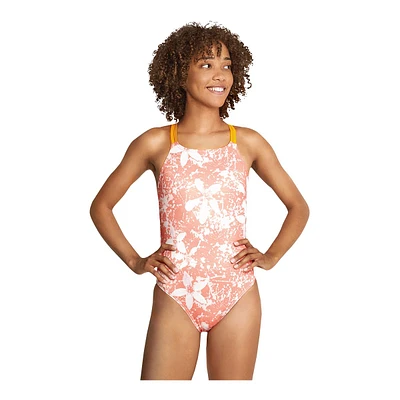 Speedo Women's Printed Double Strap One Piece Swimsuit