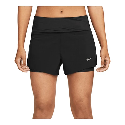 Nike Women's Run Swift Dri-FIT Mid-Rise 3 Inch 2 1 Shorts