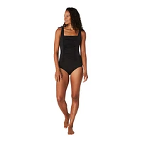 Speedo Women's Solid Shirred Tank One Piece Swimsuit