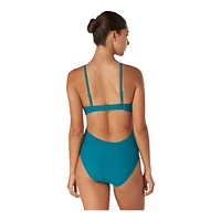 Speedo Women's Ribbed Thin Strap One Piece Swimsuit