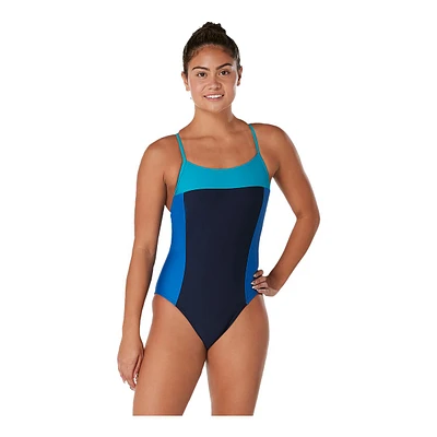 Speedo Women's Colorblock Relay Back One Piece Swimsuit