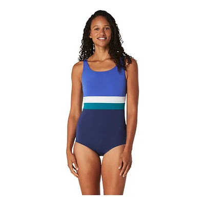 Speedo Women's New Banded Colorblock One Piece Swimsuit