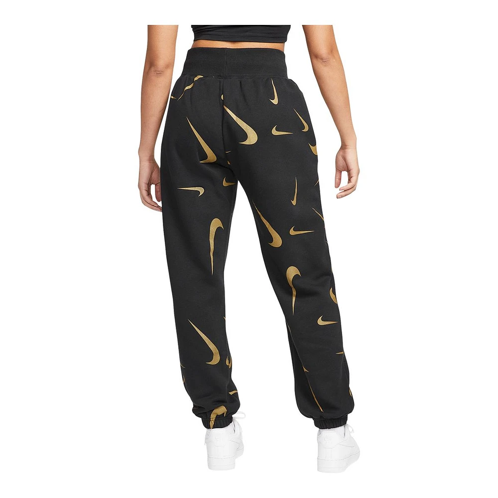 Nike Women's Fleece High Rise Logo All Over Print Pants