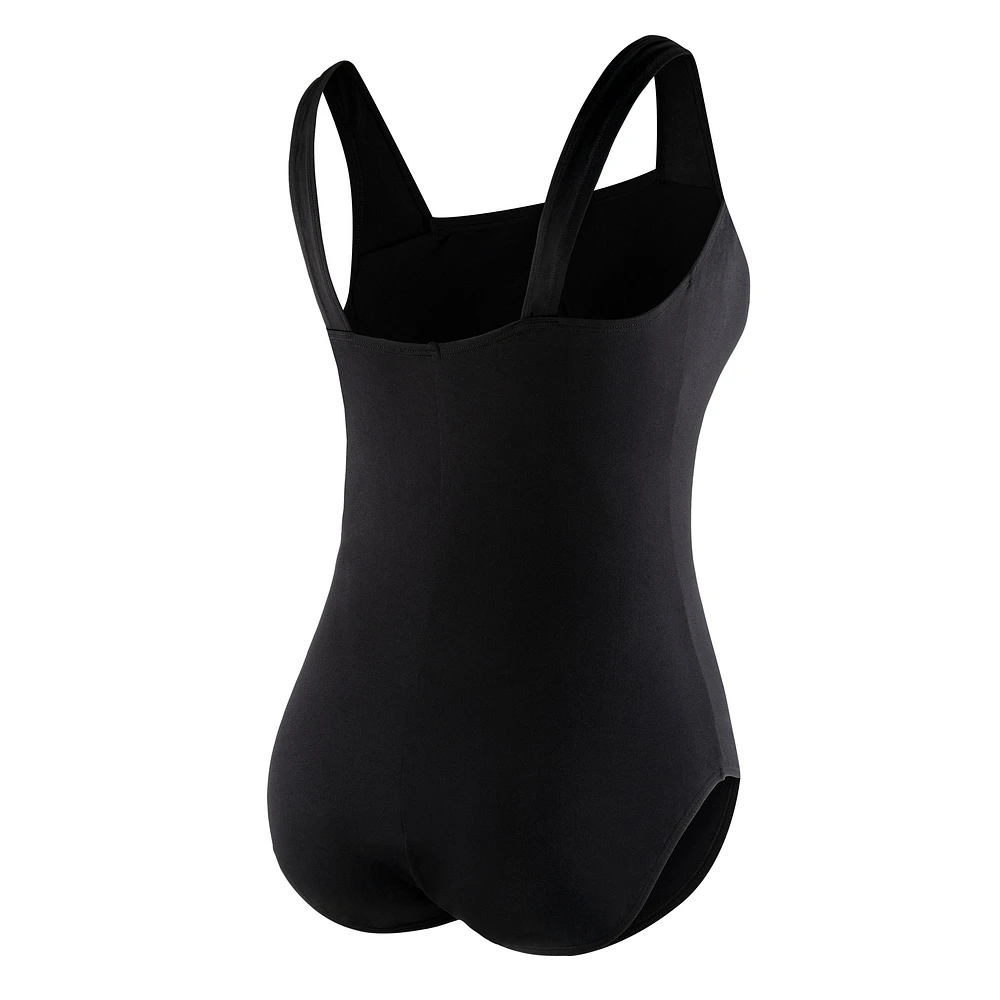 Speedo Women's Plus Solid Shirred Tank One Piece Swimsuit