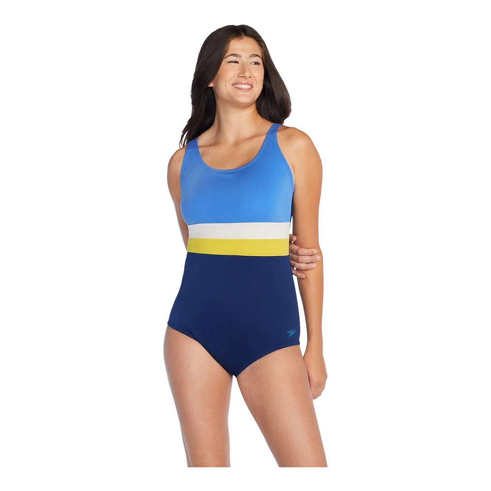 Speedo Women's Bonded Colour Block One-Piece Swimsuit