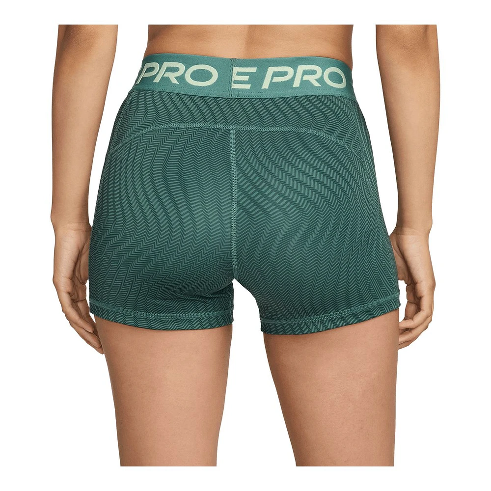 Nike Pro Women's Dri-FIT Mid Rise 3 Inch All Over Print Shorts