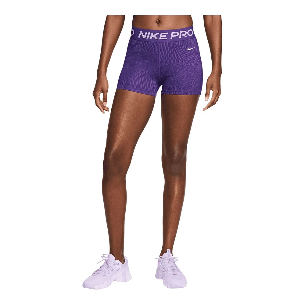 Nike Pro Women's Dri-FIT Mid Rise 3 Inch All Over Print Shorts