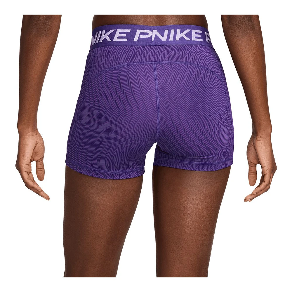 Nike Pro Women's Dri-FIT Mid Rise 3 Inch All Over Print Shorts