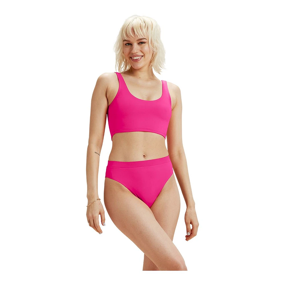 Speedo Women's Fluente Solid Cropkini Bikini Top