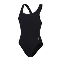 Speedo Women's Solid Scoop Neck Mesh One Piece Swimsuit