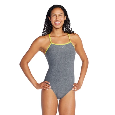 Speedo Women's Heather Closed Back with Hydrobra Swimsuit