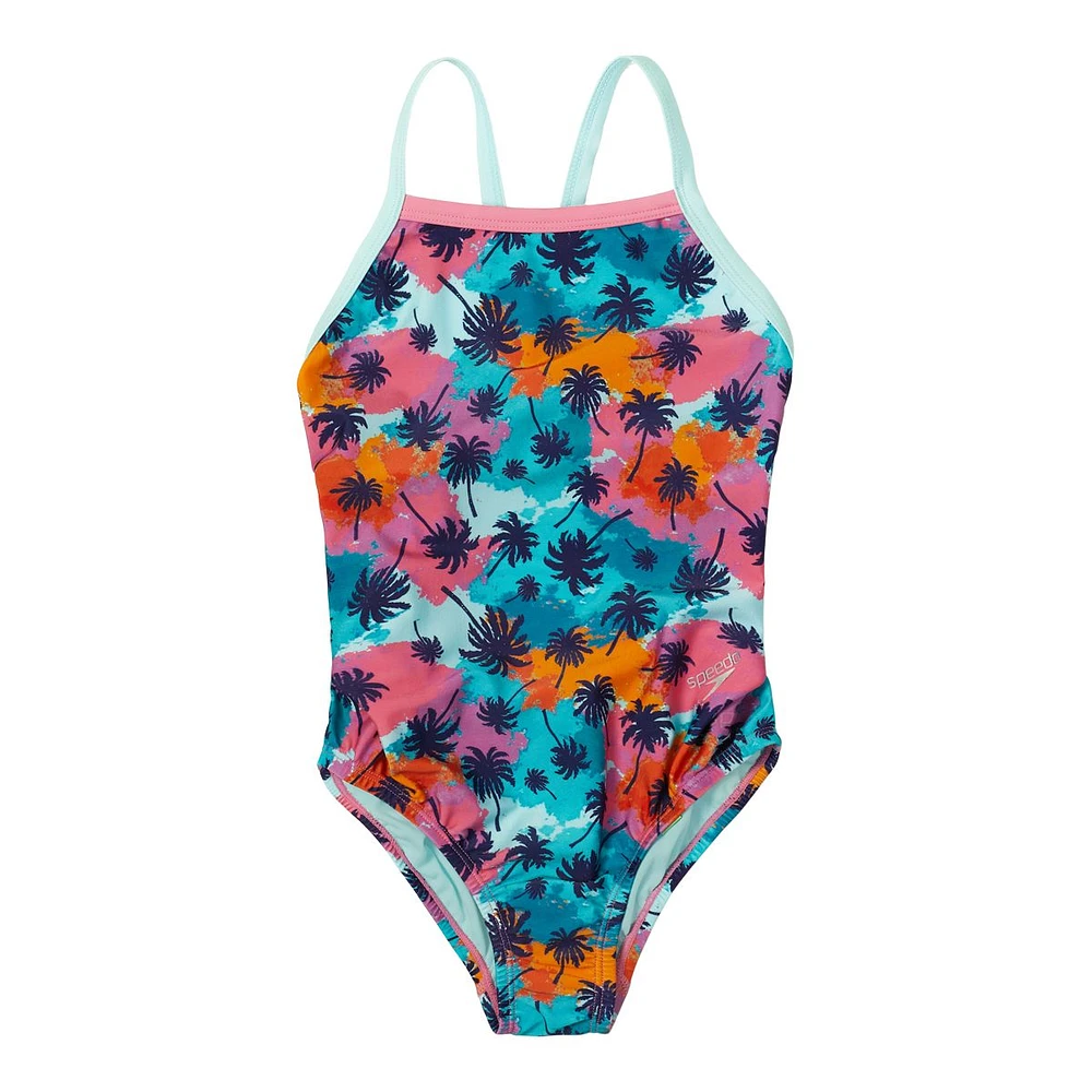 Speedo Girls' Print Propel Back One Piece Swimsuit