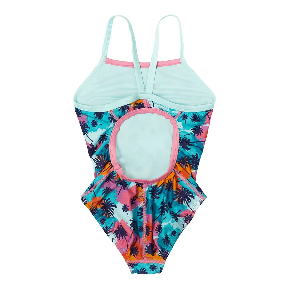 Speedo Girls' Print Propel Back One Piece Swimsuit