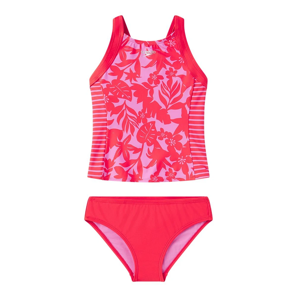 Speedo Girls' Print Blocked Tankini