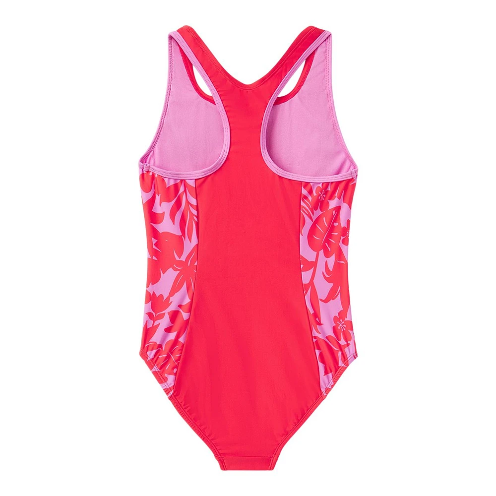 Speedo Girls' Print Spliced One Piece Swimsuit