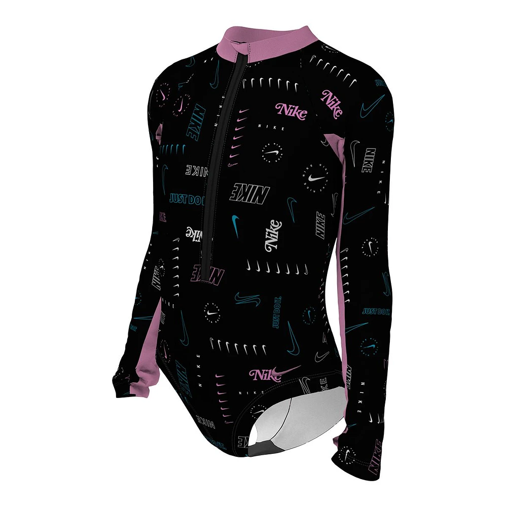 Nike Girl's Logo Toss Long Sleeve One Piece