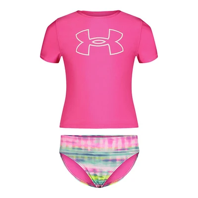 Under Armour Toddler Girls' 4-6X Stripe Dash Rashguard Set