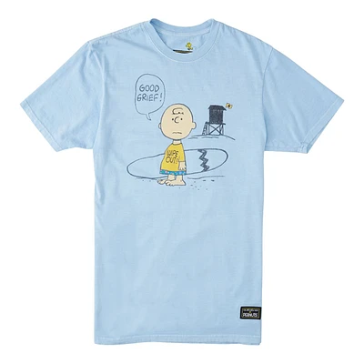 Quiksilver Men's x Peanuts Blackball T Shirt, Short Sleeve, Crew Neck, Cotton, Graphic