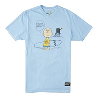 Quiksilver Men's x Peanuts Blackball T Shirt, Short Sleeve, Crew Neck, Cotton, Graphic