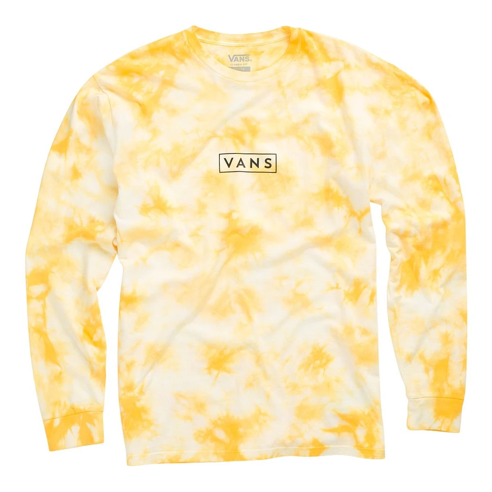 Vans Men's Easy Box T Shirt, Long Sleeve, Crew Neck, Cotton, Tie Dye