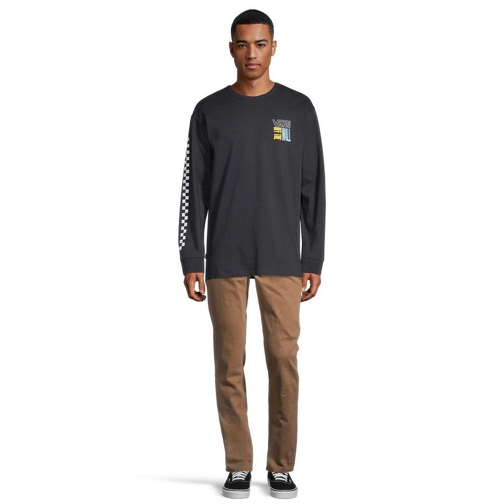 Vans Men's Off The Wall Stacked Up T Shirt, Long Sleeve, Crew Neck, Cotton, Graphic