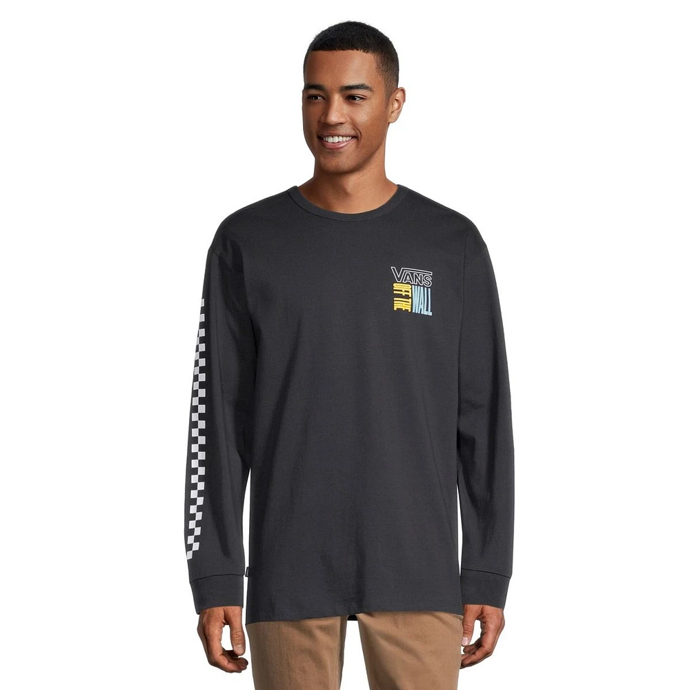 Vans Men's Off The Wall Stacked Up T Shirt, Long Sleeve, Crew Neck, Cotton, Graphic