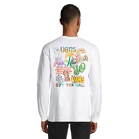 Vans Men's X Crayola Mail Doodle T Shirt, Long Sleeve, Crew Neck, Cotton, Graphic