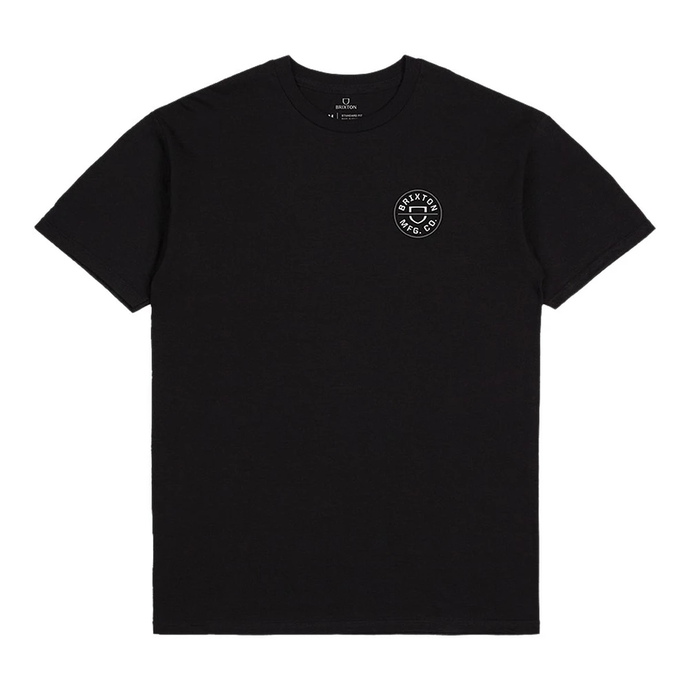 Brixton Men's Crest II T Shirt, Short Sleeve, Crew Neck, Cotton, Logo