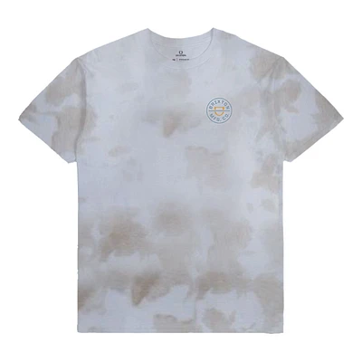 Brixton Men's Crest II T Shirt, Short Sleeve, Crew Neck, Cotton, Tie Dye, logo