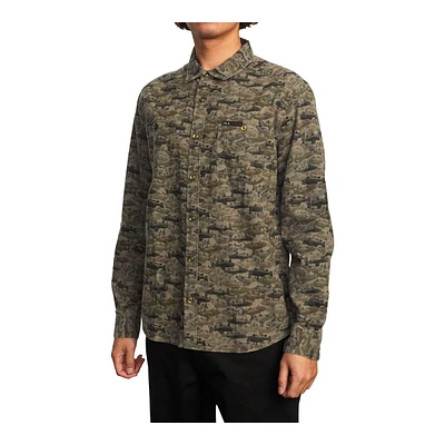 RVCA Men's Horton Fish Camo Long Sleeve Flannel