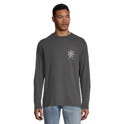 Vans Men's Trippy Grin Floral T Shirt, Long Sleeve, Crew Neck