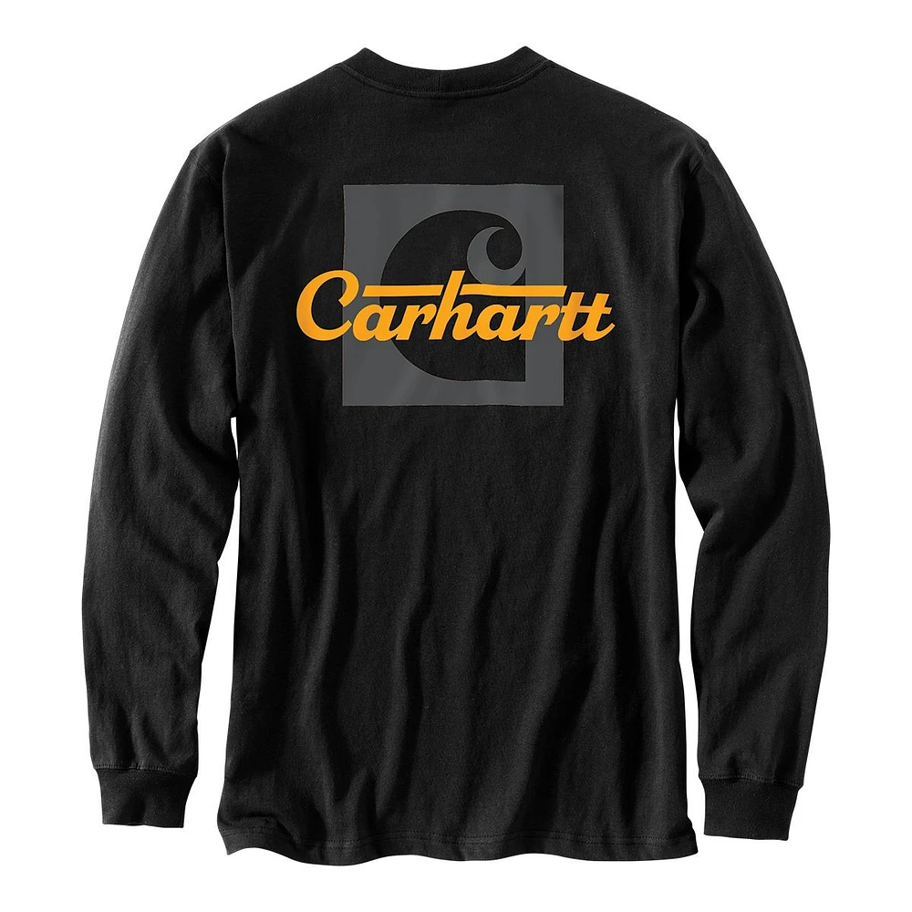 Carhartt Men's Heavyweight Pocket Script Long Sleeve T Shirt