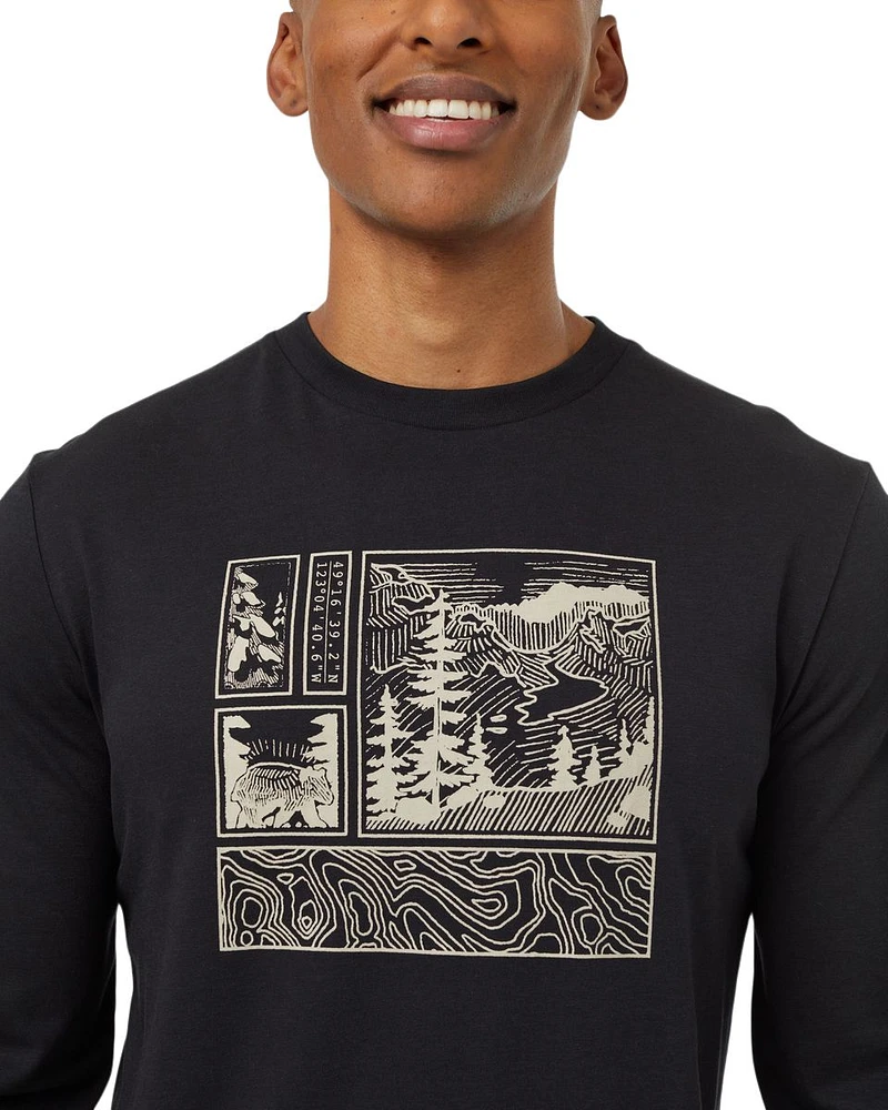 Tentree Men's Topography Stamp Long Sleeve T Shirt